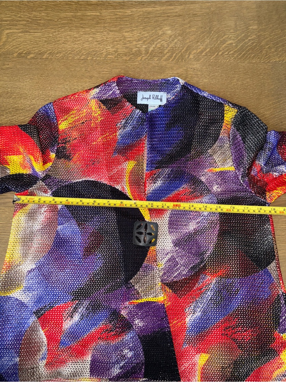 Joseph Ribkoff Multicolor Abstract Print Open Weave Jacket Size 8 Art to Wear - Picture 13 of 15